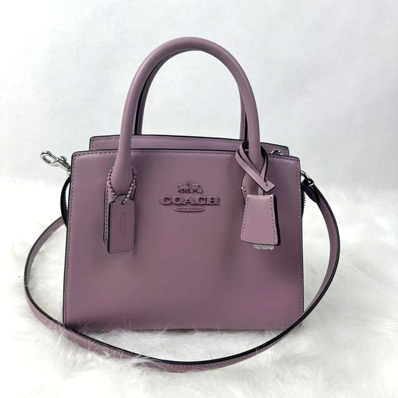 COACH Andrea Carryall Bag Crossbody In Leather CP081 Silver/Lilac NWT - Picture 1 of 10